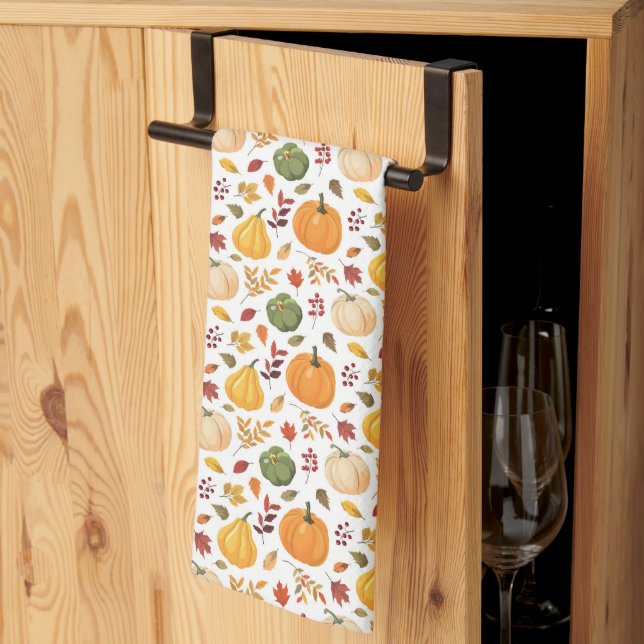 Linge De Cuisine Citrouilles de récolte et Motif de feuilles d'auto (Pliage en tiers)