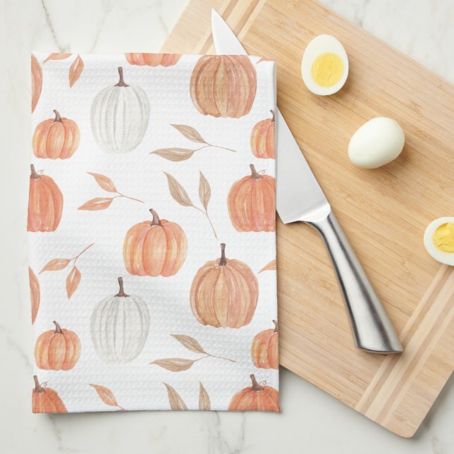 Linge De Cuisine Citrouilles et feuilles d'automne (Quart Plié)