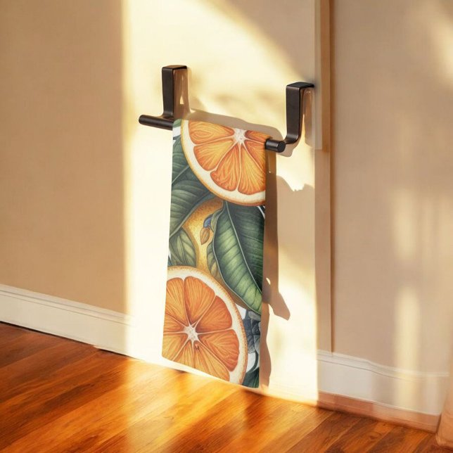 Linge De Cuisine Citrus Citron Vibrant & Aquarelle Orange Floral (Créateur téléchargé)