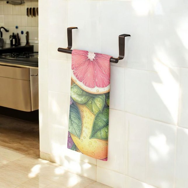 Linge De Cuisine Citrus Citron Vibrant & Aquarelle Orange Floral (Créateur téléchargé)