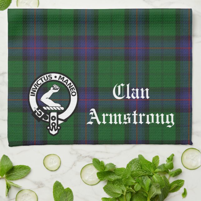 Linge De Cuisine Clan Armstrong Crest Badge et Tartan (Plié)