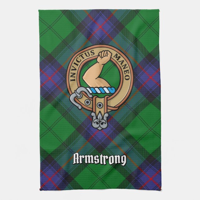Linge De Cuisine Clan Armstrong Crest sur Tartan Kitchen Towen (Vertical)