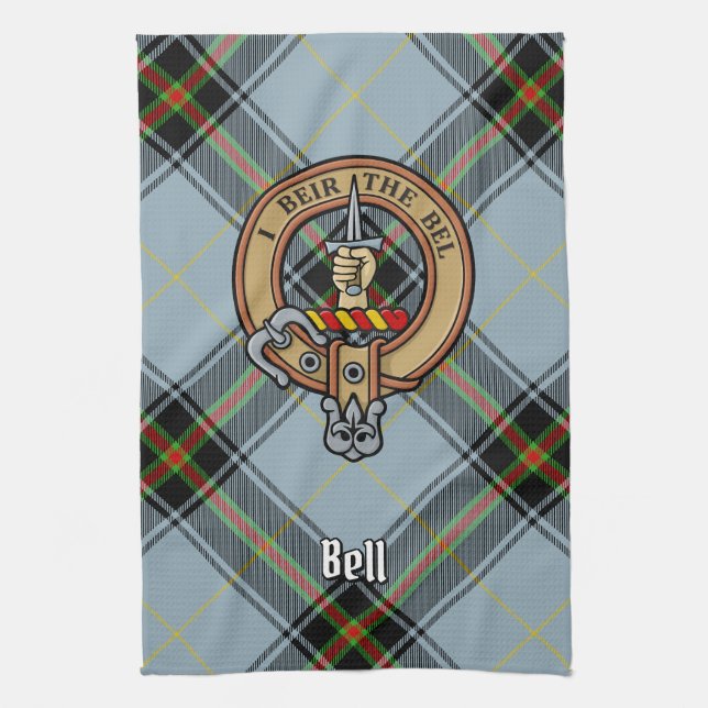 Linge De Cuisine Clan Bell Crest sur Tartan (Vertical)