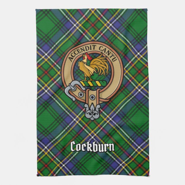 Linge De Cuisine Clan Cockburn Crest sur Tartan (Vertical)