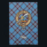 Linge De Cuisine Clan Elliot Crest sur le tarte antique<br><div class="desc">Clan Elliot écusson entouré d'une courroie et boucle sur l'ancien arrière - plan tartan. Texte personnalisé.</div>