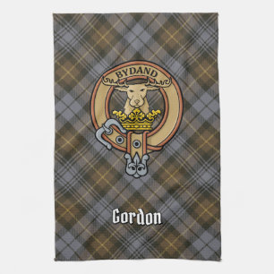 Linge De Cuisine Clan Gordon Crest sur Tartan Patiné