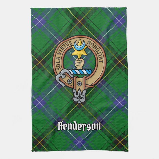 Linge De Cuisine Clan Henderson Crest sur Tartan (Vertical)