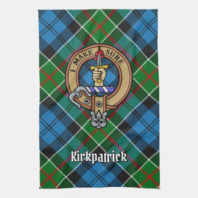 Linge De Cuisine Clan Kirkpatrick Crest sur Tartan (Vertical)
