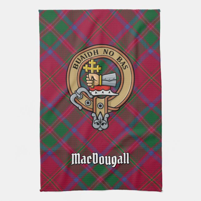 Linge De Cuisine Clan MacDougall Crest sur Tartan (Vertical)