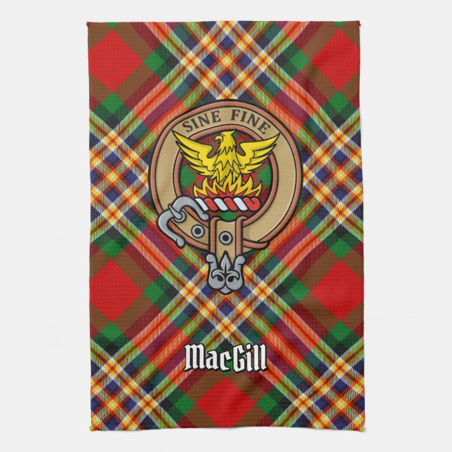 Linge De Cuisine Clan MacGill Crest sur Tartan Kitchen Towel (Vertical)