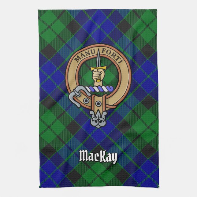 Linge De Cuisine Clan MacKay Crest sur Tartan (Vertical)