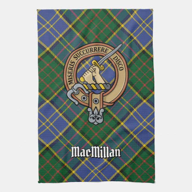 Linge De Cuisine Clan MacMillan Crest sur la chasse Tartan (Vertical)