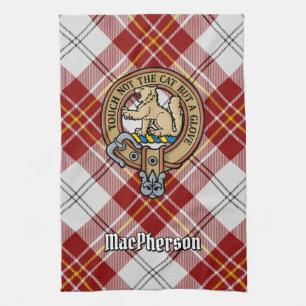 Linge De Cuisine Clan MacPherson Crest sur la robe rouge Tartan