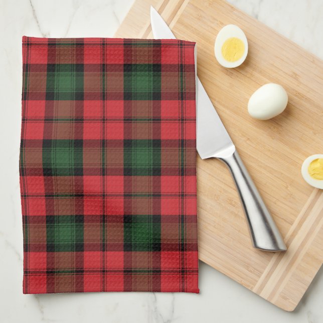 Linge De Cuisine Clan Plaid Kerr Rouge Vert noir Tartan (Quart Plié)