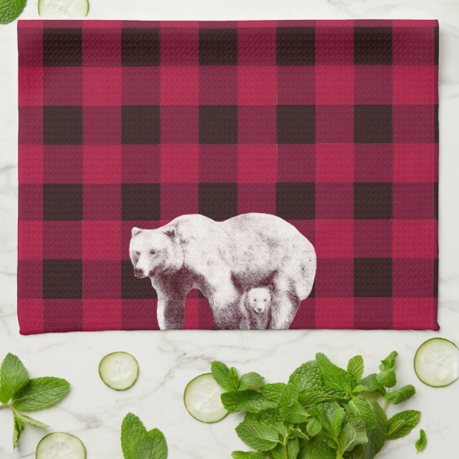 Linge De Cuisine Classic Buffalo Check Mama Bear (Plié)