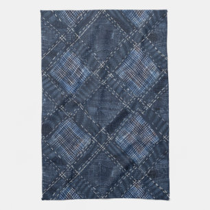 Linge De Cuisine Classic Indigo Diamond Stitch Denim Motif