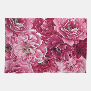 Linge De Cuisine Classic Pink Peonies Clusters Floral Cuisine Servi