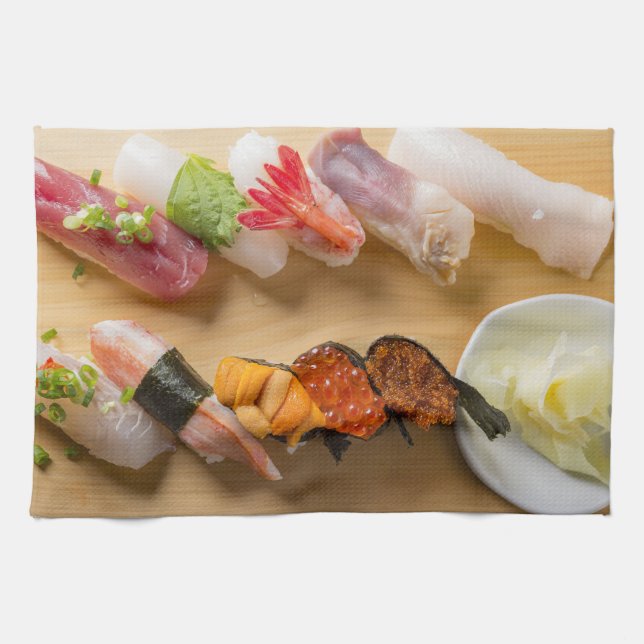 Linge De Cuisine Classic Sushi Assortment on Wood (Horizontal)