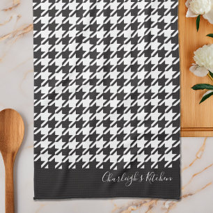 Linge De Cuisine Classique Moderne Noir et Blanc Houndstooth