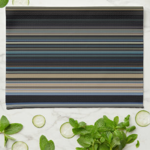Linge De Cuisine Classy Navy et Gold Multicolor Stripes