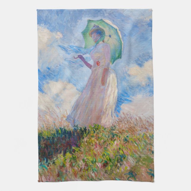 Linge De Cuisine Claude Monet - Femme avec Parasol face à gauche (Vertical)