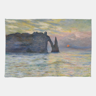Linge De Cuisine Claude Monet - La Falaise, Etretat, Coucher de sol