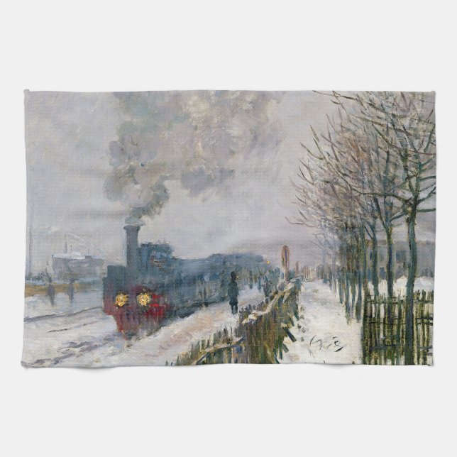 Linge De Cuisine Claude Monet - Train dans la neige / La Locomotive (Horizontal)