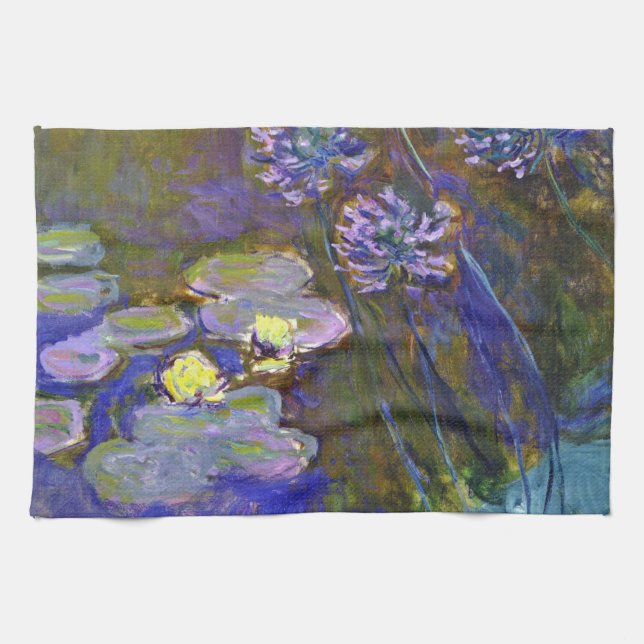 Linge De Cuisine Claude Monet Water Lilies Agapanthus (Horizontal)