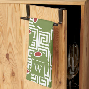 Linge De Cuisine Clé grecque méditerranéenne olive