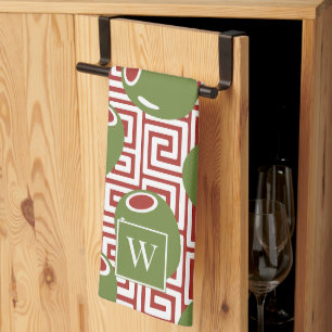 Linge De Cuisine Clé grecque méditerranéenne olive 