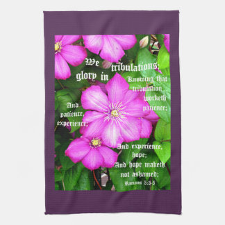 Linge De Cuisine Clematis avec Romains 5:3-5