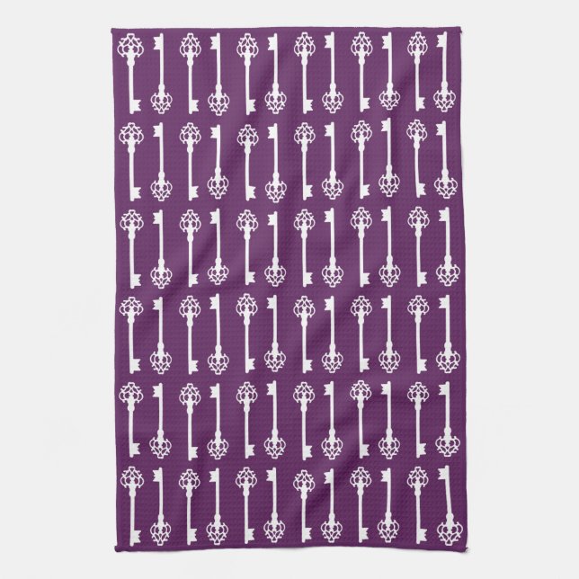 Linge De Cuisine Clés victoriennes violettes (Vertical)