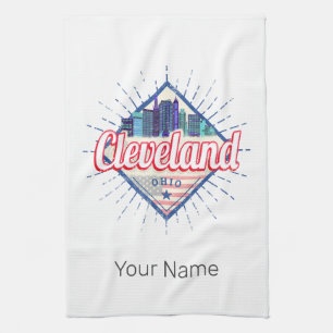 Linge De Cuisine Cleveland Ohio États-Unis Skyline Vintage USA