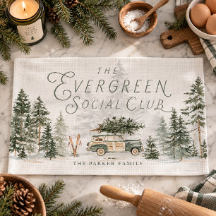 Linge De Cuisine Club de Social Evergreen Noël de Famille