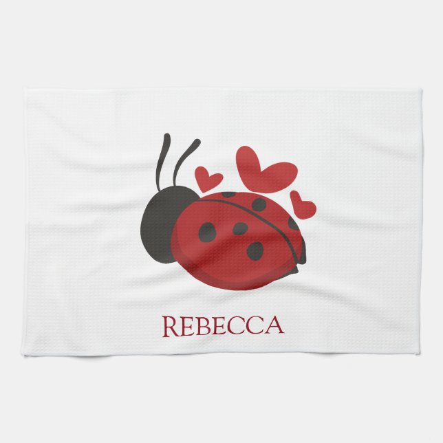 Linge De Cuisine coccinelle personnalisée (Horizontal)