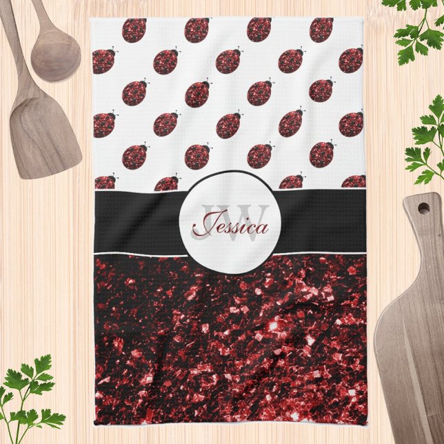 Linge De Cuisine Coccinelle rouge foncé fausses paillettes de stras (Créateur téléchargé)