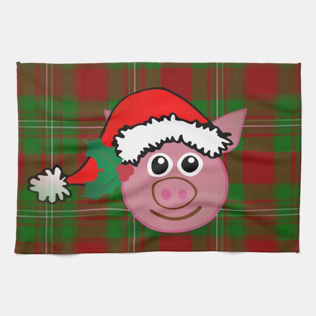 Linge De Cuisine cochon de noël (Horizontal)