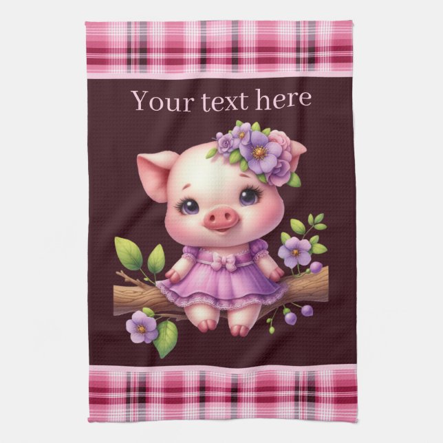 Linge De Cuisine Cochon pays mignon ajouter du texte (Vertical)