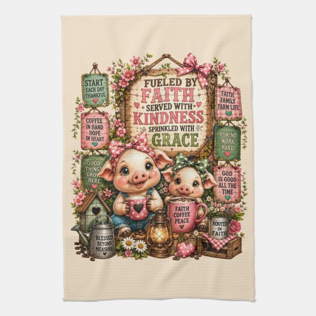 Linge De Cuisine Cochons Mignons Avec Citations/Christianisme (Vertical)