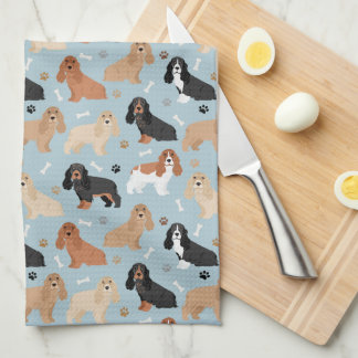 Linge De Cuisine Cocker Chiens espagnols Bones et Paws Blue