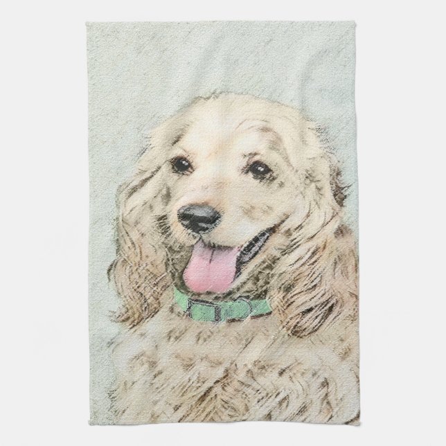 Linge De Cuisine Cocker Spaniel Buff Peinture - Art Chien original (Vertical)