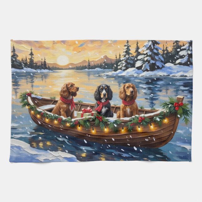 Linge De Cuisine Cocker Spaniel Christmas Boat Holiday (Horizontal)
