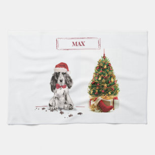 Linge De Cuisine Cocker Spaniel Funny Chien de Noël avec arbre