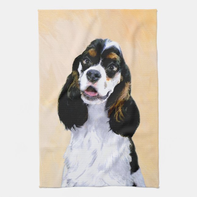 Linge De Cuisine Cocker Spaniel (Parti) Peinture - Art Chien origin (Vertical)