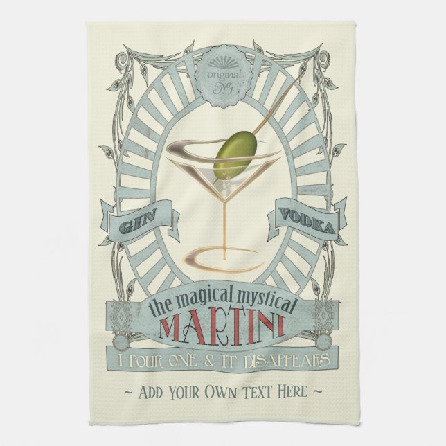 Linge De Cuisine Cocktail de Martini Magique Funny Personnalisé Kit (Vertical)