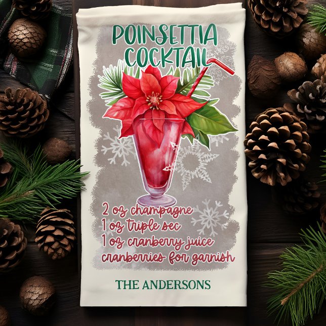 Linge De Cuisine Cocktail de Noël Poinsettia Recette (Créateur téléchargé)
