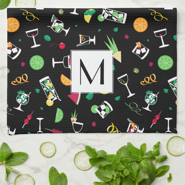 Linge De Cuisine Cocktails Motif (Plié)