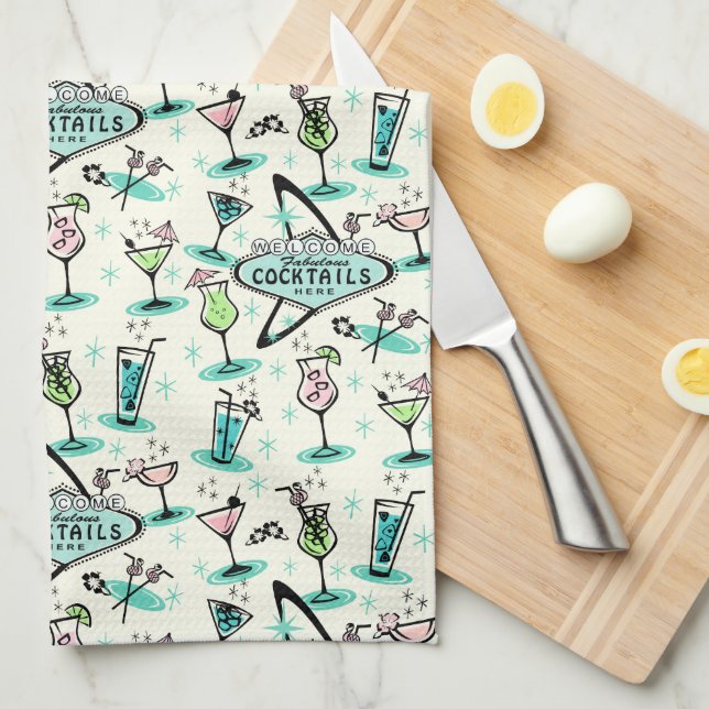 Linge De Cuisine Cocktails rétro atomiques (Quart Plié)