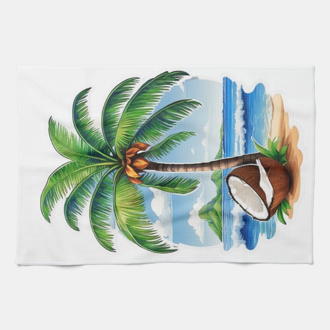 Linge De Cuisine Cocotier Île Tropicale (Horizontal)