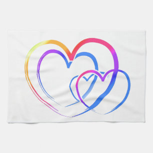 Linge De Cuisine Coeur arc-en-ciel